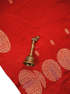 Red Floral Booti Satin Silk Handloom Banarasi Suit - Sacred Weaves
