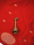 Red Floral Booti Satin Silk Handloom Banarasi Suit - Sacred Weaves