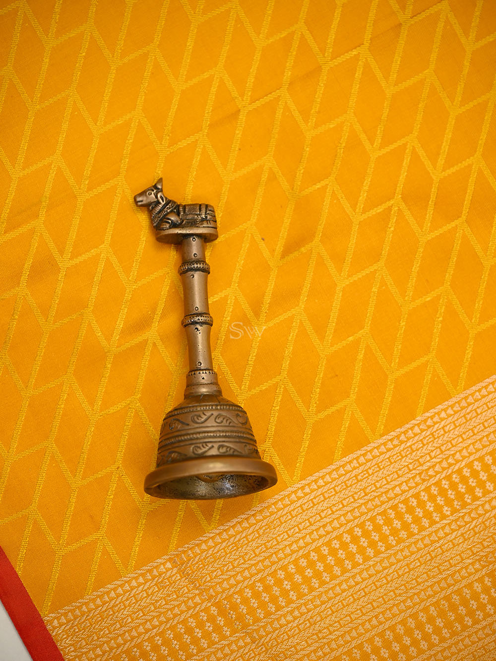 Mustard Floral Booti Satin Silk Handloom Banarasi Suit - Sacred Weaves