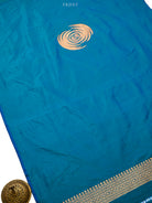 Green Blue Plain Katan Silk Handloom Banarasi Suit - Sacred Weaves