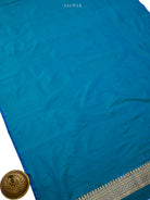 Green Blue Plain Katan Silk Handloom Banarasi Suit - Sacred Weaves