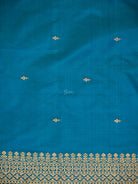 Green Blue Plain Katan Silk Handloom Banarasi Suit - Sacred Weaves