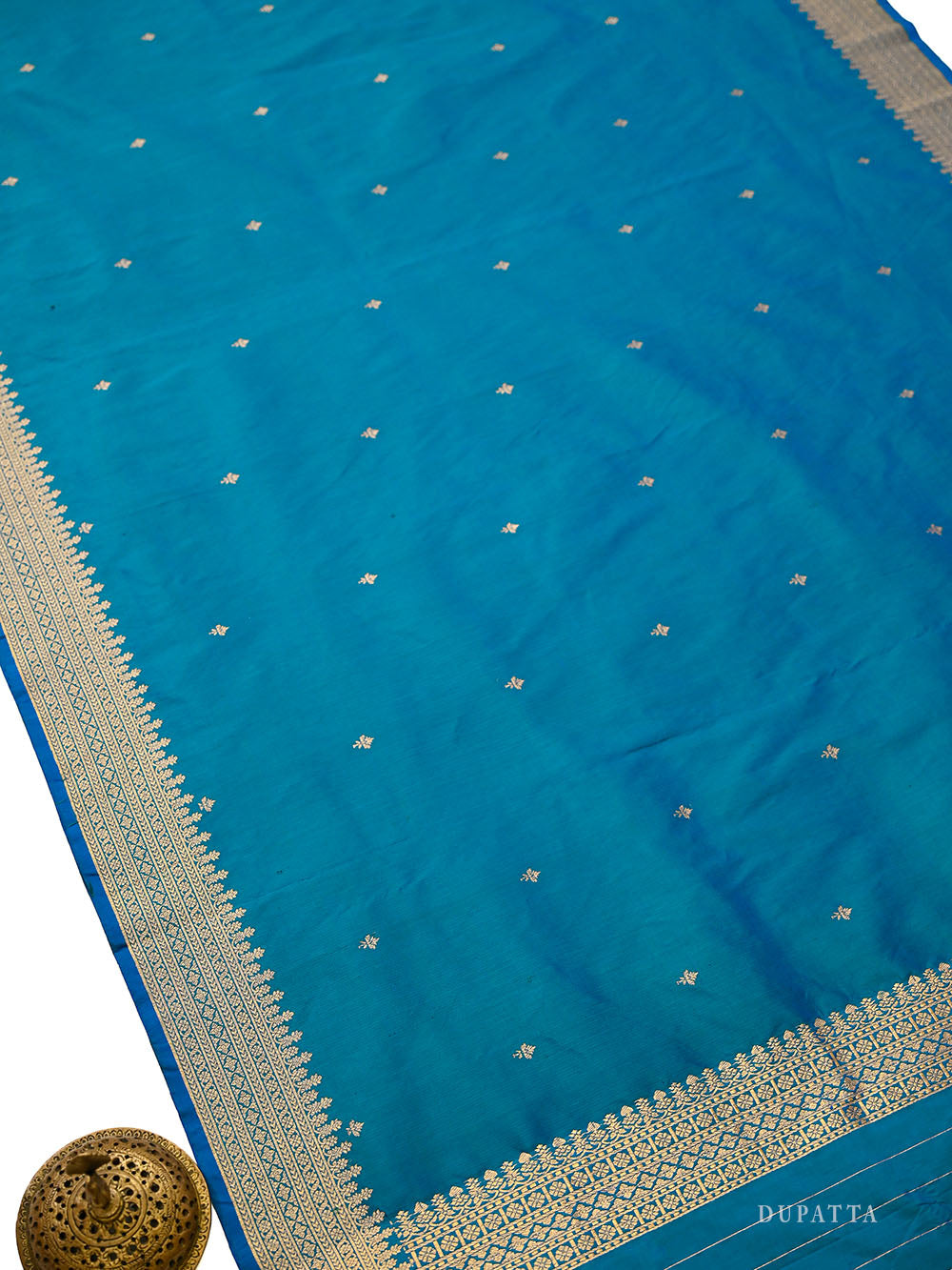 Green Blue Plain Katan Silk Handloom Banarasi Suit - Sacred Weaves