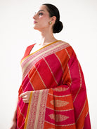 Red Magenta Rangkat Moonga Tussar Silk Handloom Banarasi Saree - Sacred Weaves