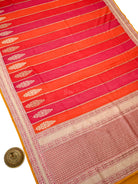 Red Magenta Rangkat Moonga Tussar Silk Handloom Banarasi Saree - Sacred Weaves