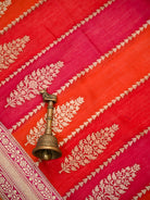 Red Magenta Rangkat Moonga Tussar Silk Handloom Banarasi Saree - Sacred Weaves