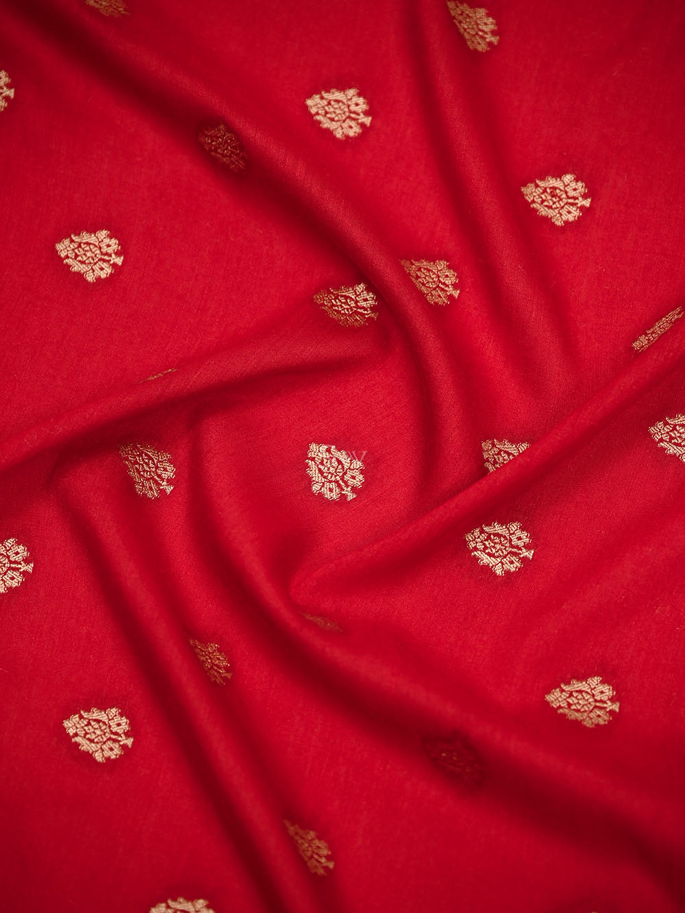 Red Zari Booti Moonga Tussar Silk Handloom Banarasi Suit - Sacred Weaves