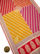 Red Zari Booti Moonga Tussar Silk Handloom Banarasi Suit - Sacred Weaves