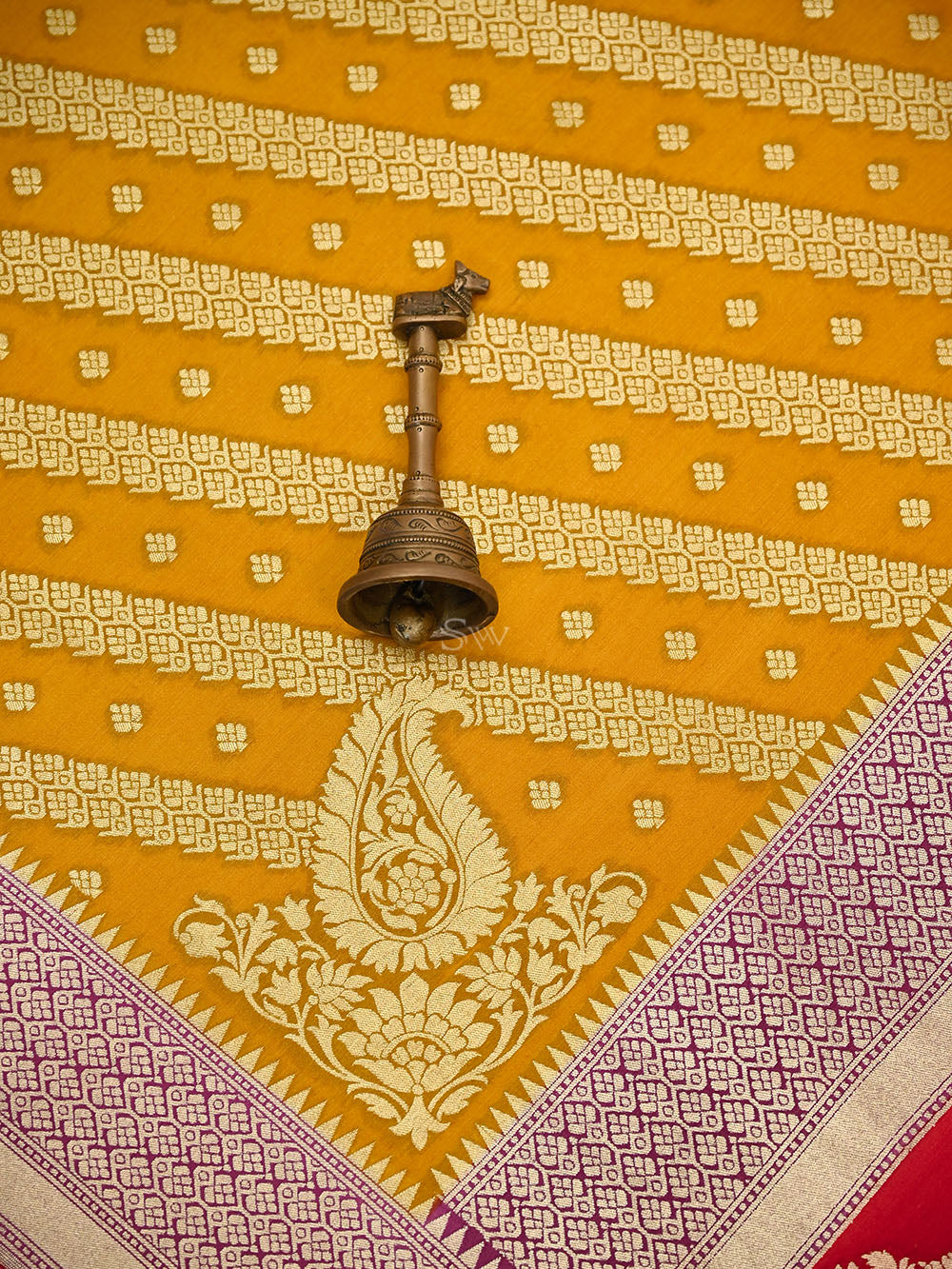Red Zari Booti Moonga Tussar Silk Handloom Banarasi Suit - Sacred Weaves