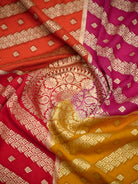 Red Zari Booti Moonga Tussar Silk Handloom Banarasi Suit - Sacred Weaves