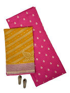 Magenta Zari Booti Moonga Tussar Silk Handloom Banarasi Suit - Sacred Weaves