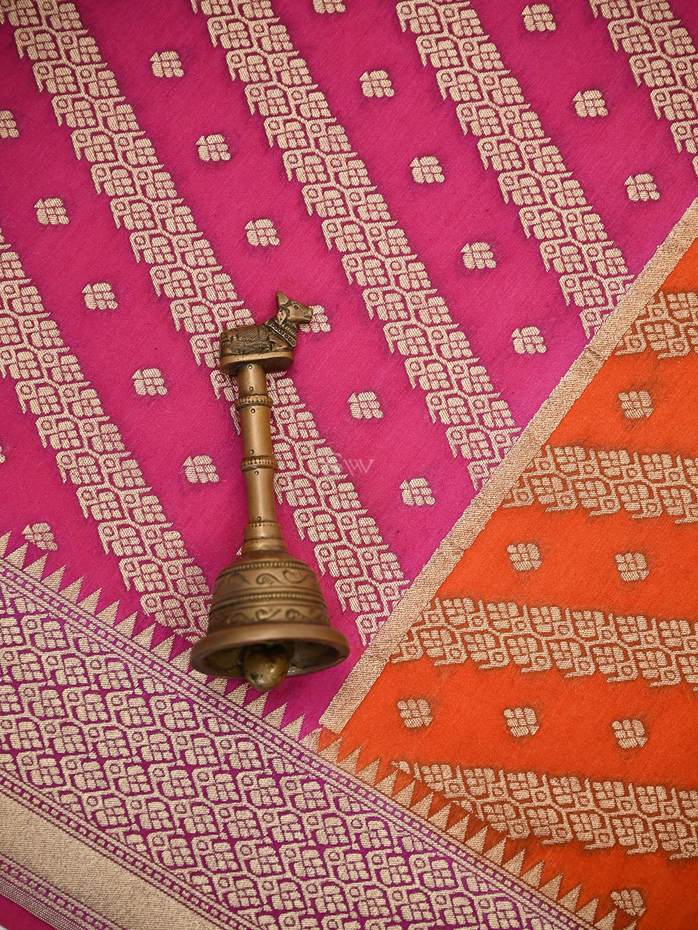 Magenta Zari Booti Moonga Tussar Silk Handloom Banarasi Suit - Sacred Weaves