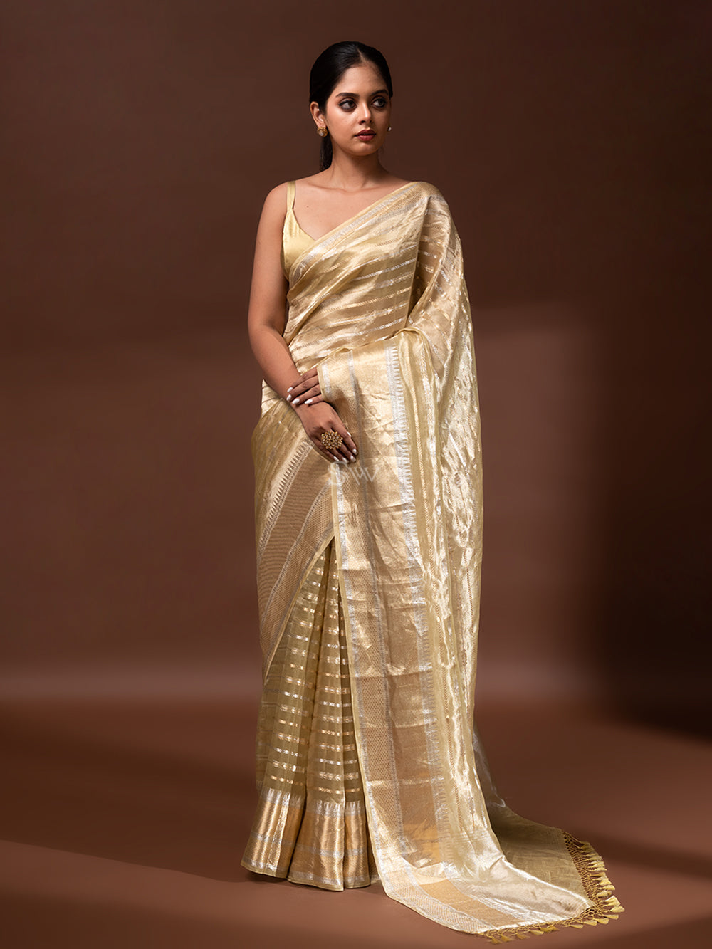 Pastel Yellow Tissue Handloom Banarasi Saree - Sacred Weaves