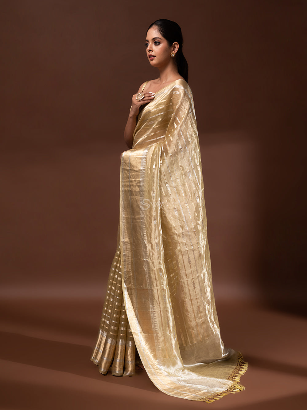 Pastel Yellow Tissue Handloom Banarasi Saree - Sacred Weaves