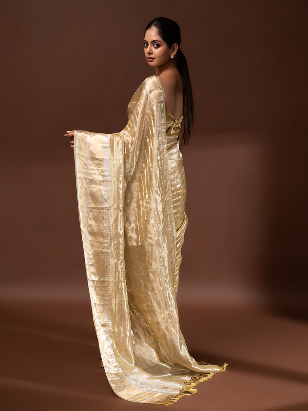 Pastel Yellow Tissue Handloom Banarasi Saree - Sacred Weaves