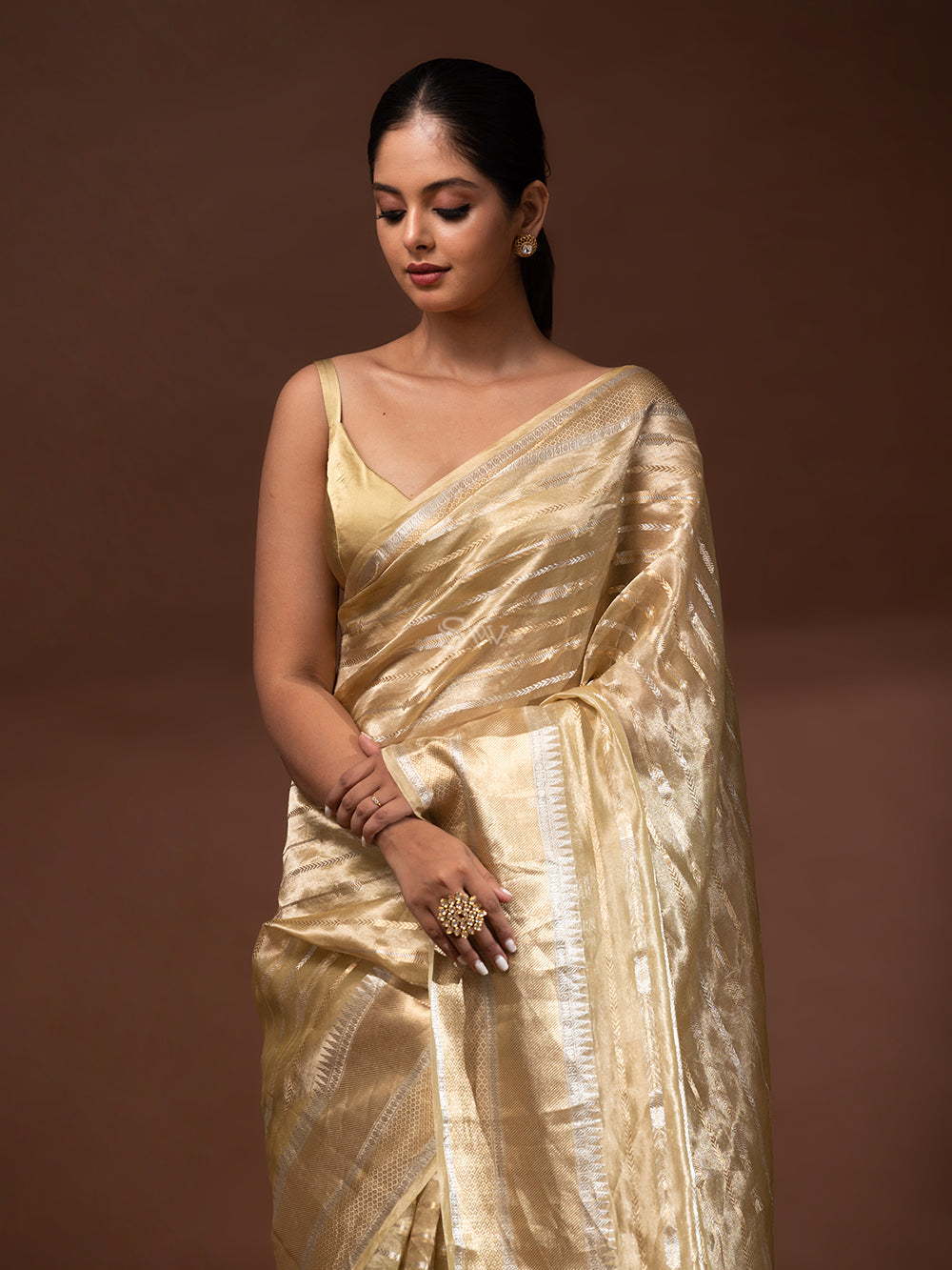 Pastel Yellow Tissue Handloom Banarasi Saree - Sacred Weaves