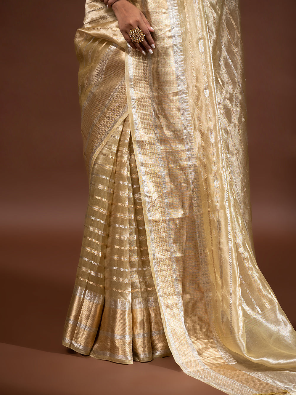 Pastel Yellow Tissue Handloom Banarasi Saree - Sacred Weaves