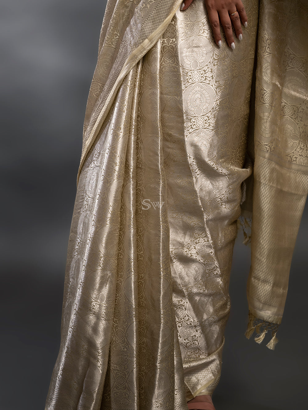 Light Yellow Tissue Brocade Handloom Banarasi Saree - Sacred Weaves