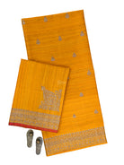 Mustard Booti Dupion Silk Handloom Banarasi Suit - Sacred Weaves