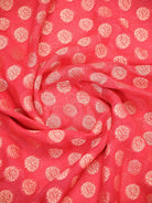 Peach Pink Boota Khaddi Georgette Handloom Banarasi Saree - Sacred Weaves