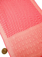 Peach Pink Boota Khaddi Georgette Handloom Banarasi Saree - Sacred Weaves