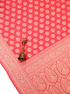 Peach Pink Boota Khaddi Georgette Handloom Banarasi Saree - Sacred Weaves