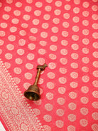 Peach Pink Boota Khaddi Georgette Handloom Banarasi Saree - Sacred Weaves