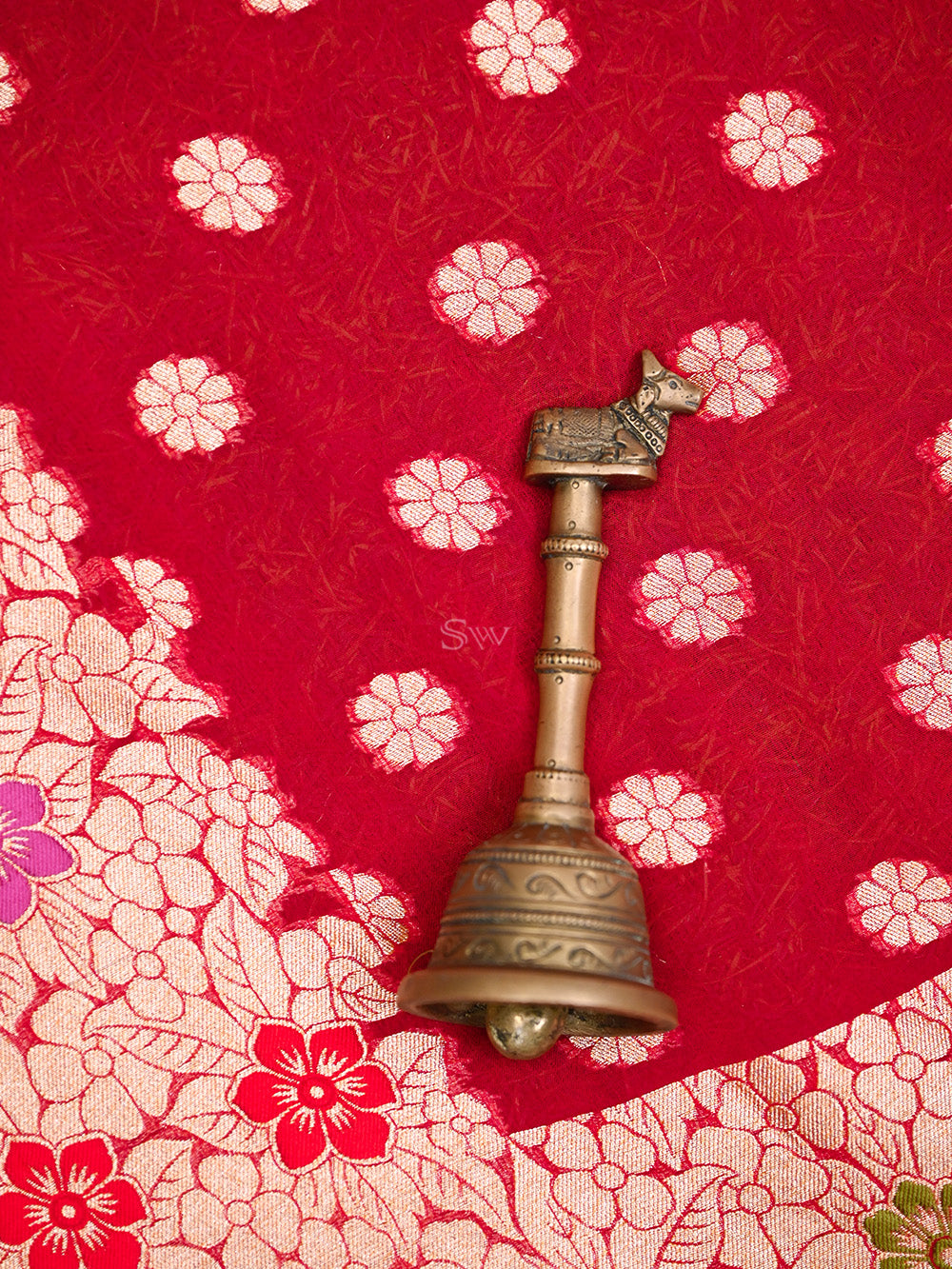 Maroon Booti Khaddi Georgette Handloom Banarasi Saree - Sacred Weaves