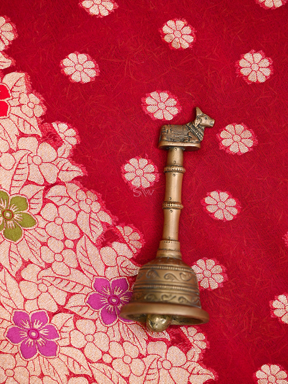 Maroon Booti Khaddi Georgette Handloom Banarasi Saree - Sacred Weaves