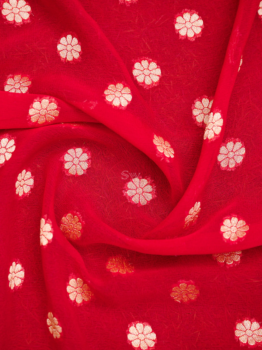 Maroon Booti Khaddi Georgette Handloom Banarasi Saree - Sacred Weaves
