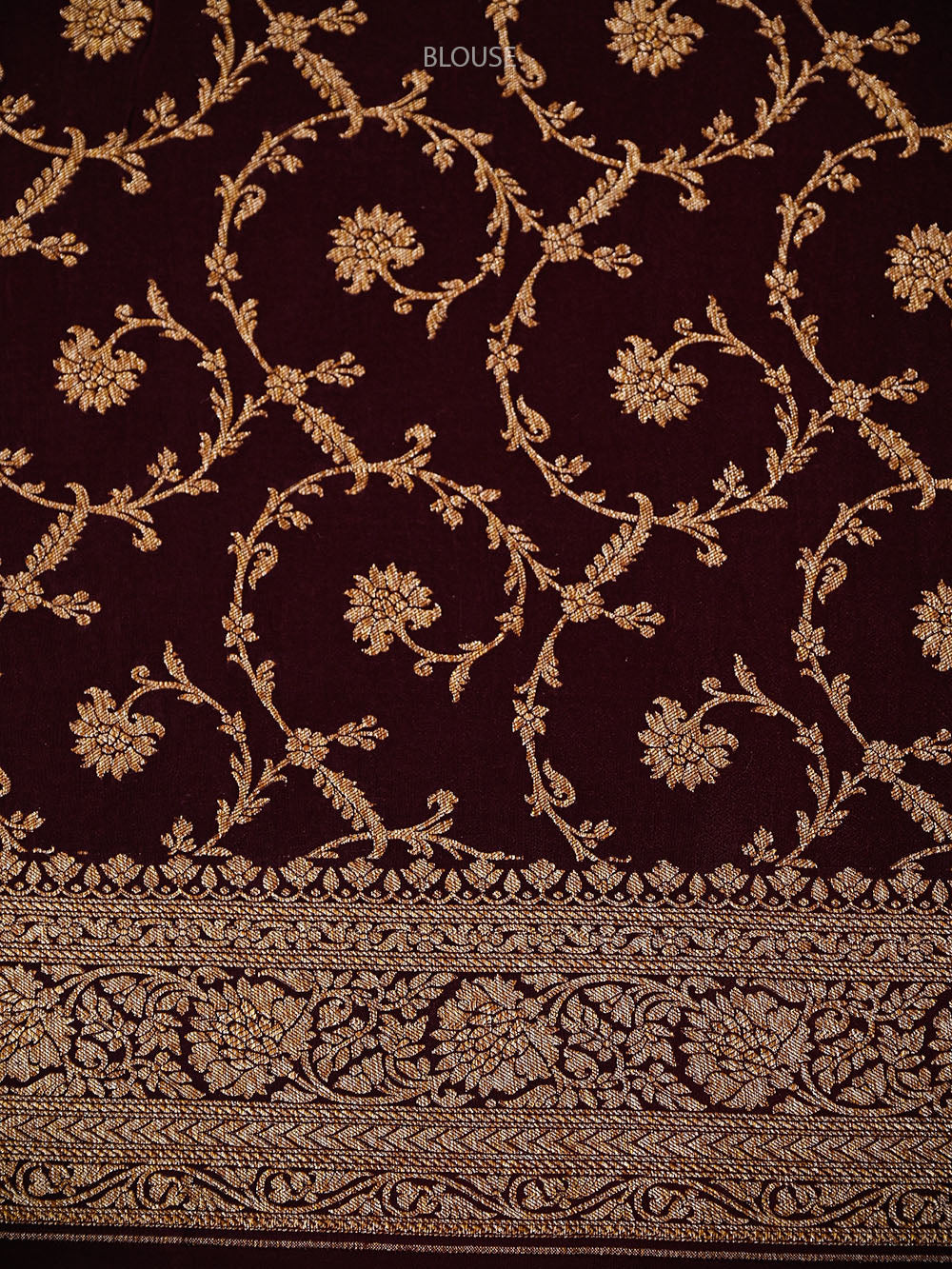 Wine Zari Booti Crepe Silk Handloom Banarasi Saree - Sacred Weaves