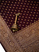 Wine Zari Booti Crepe Silk Handloom Banarasi Saree - Sacred Weaves