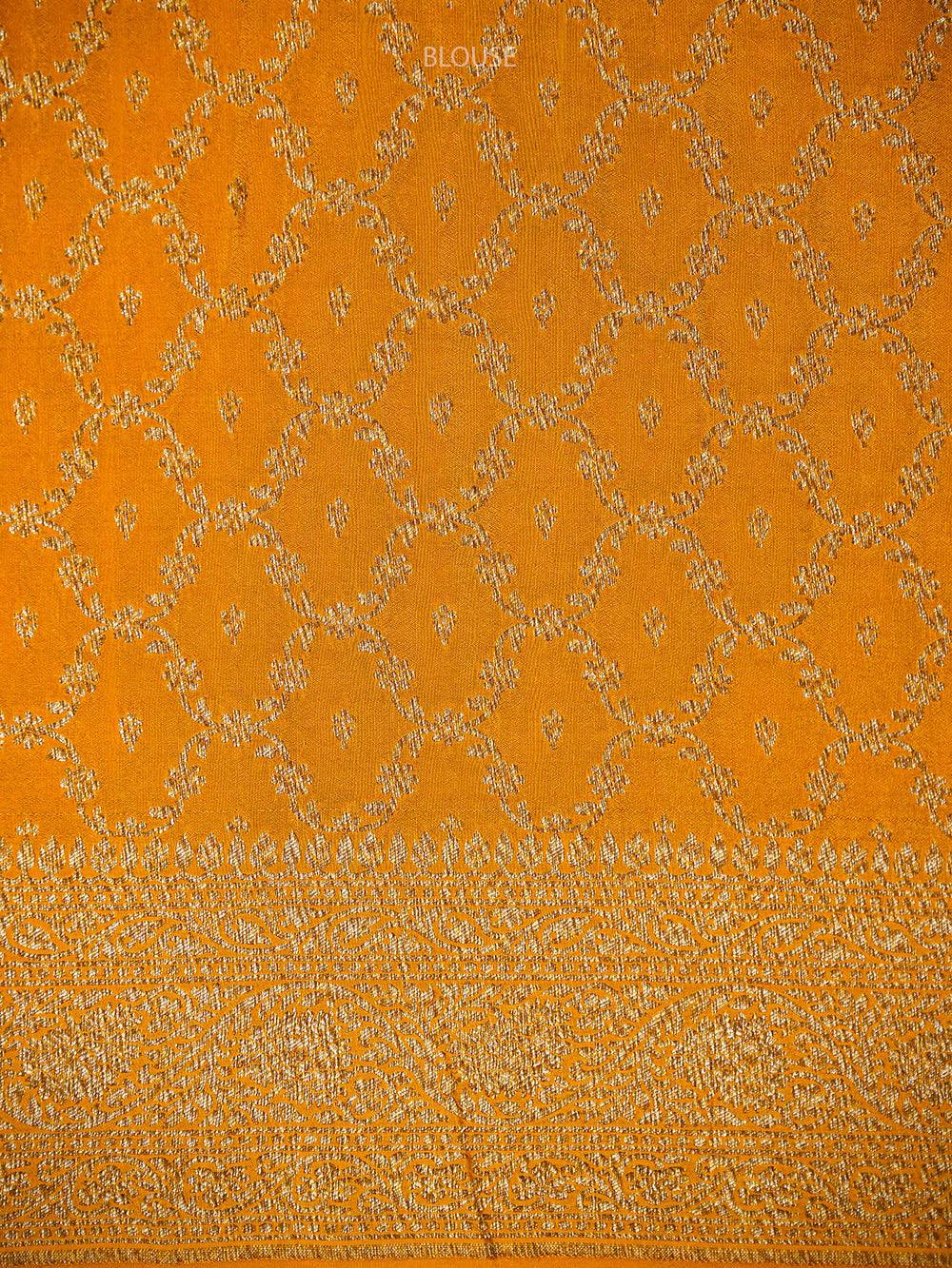 Mustard Floral Booti Crepe Silk Handloom Banarasi Saree - Sacred Weaves