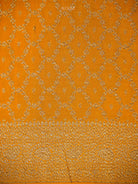 Mustard Floral Booti Crepe Silk Handloom Banarasi Saree - Sacred Weaves