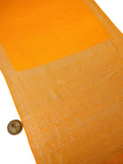Mustard Floral Booti Crepe Silk Handloom Banarasi Saree - Sacred Weaves