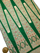 Bottle Green Meenakari Silk Handloom Banarasi Lehenga - Sacred Weaves