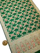 Bottle Green Meenakari Silk Handloom Banarasi Lehenga - Sacred Weaves