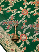 Bottle Green Meenakari Silk Handloom Banarasi Lehenga - Sacred Weaves