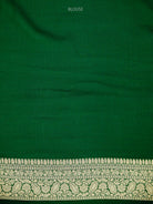 Bottle Green Booti Khaddi Georgette Handloom Banarasi Saree - Sacred Weaves