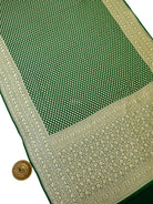 Bottle Green Booti Khaddi Georgette Handloom Banarasi Saree - Sacred Weaves