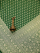 Bottle Green Booti Khaddi Georgette Handloom Banarasi Saree - Sacred Weaves