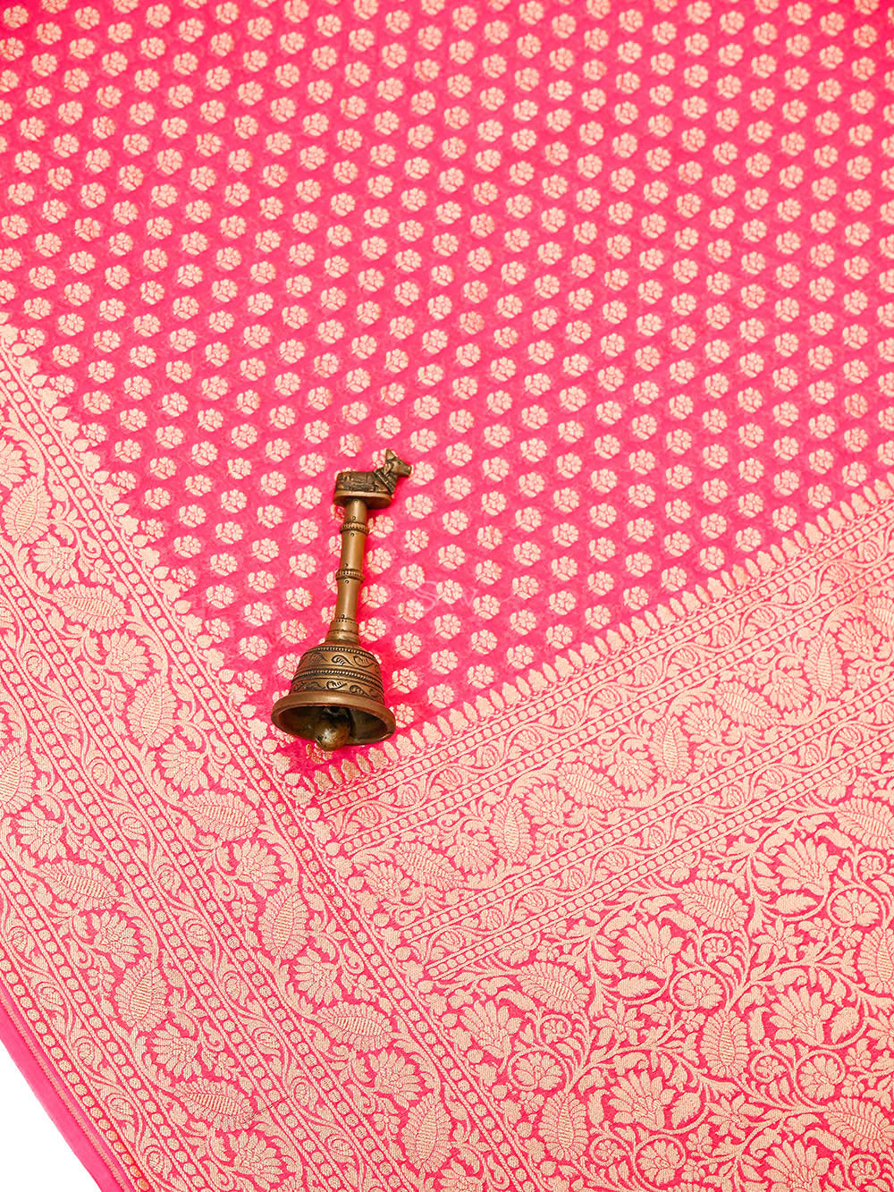 Pink Booti Khaddi Georgette Handloom Banarasi Saree - Sacred Weaves