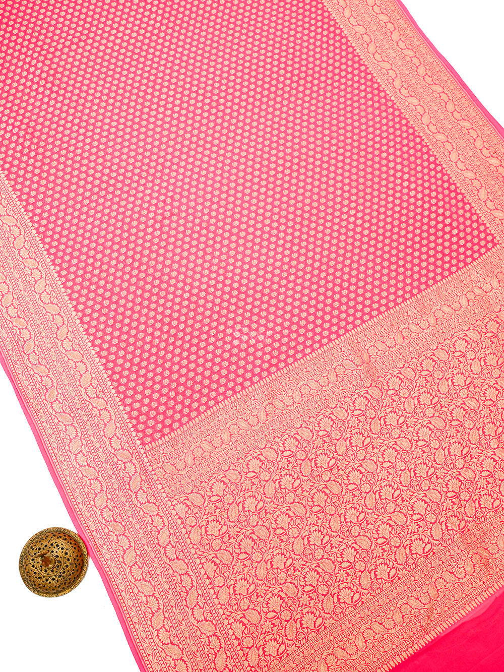 Pink Booti Khaddi Georgette Handloom Banarasi Saree - Sacred Weaves