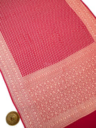 Dark Pink Booti Khaddi Georgette Handloom Banarasi Saree - Sacred Weaves