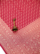 Dark Pink Booti Khaddi Georgette Handloom Banarasi Saree - Sacred Weaves