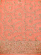 Purple Peach Plain Crepe Silk Handloom Banarasi Saree - Sacred Weaves