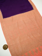 Purple Peach Plain Crepe Silk Handloom Banarasi Saree - Sacred Weaves