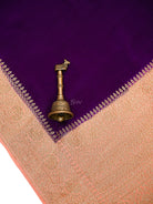Purple Peach Plain Crepe Silk Handloom Banarasi Saree - Sacred Weaves