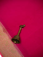 Dark Pink Peach Plain Crepe Silk Handloom Banarasi Saree - Sacred Weaves