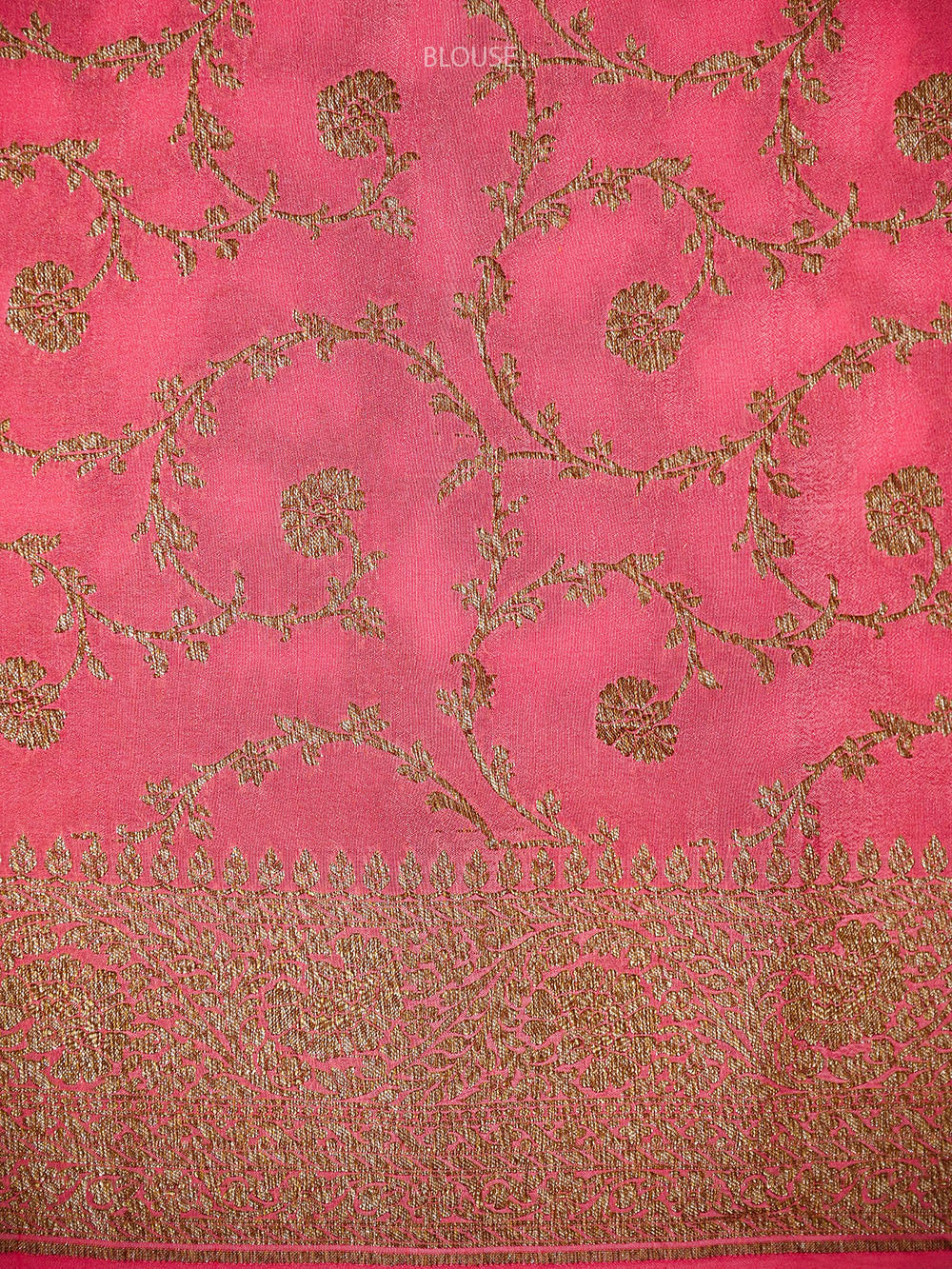 Dark Pink Peach Plain Crepe Silk Handloom Banarasi Saree - Sacred Weaves